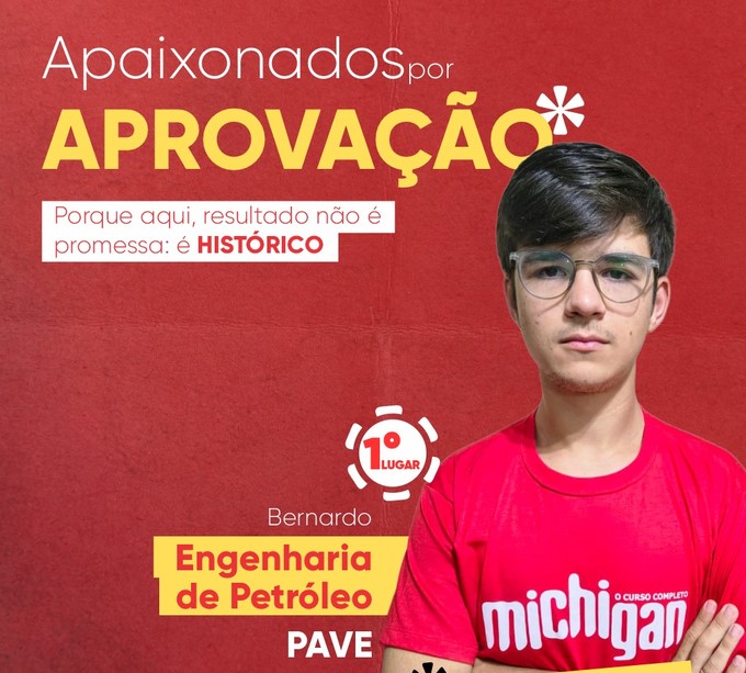 Bernardo, aprovado(a) em Engenharia do Petróleo pelo PAVE na UFPel